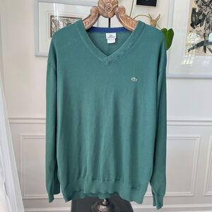 Lacoste Green Cotton Alligator Vneck Sweater XXL 8